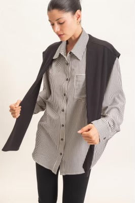Striped Button Up Sweater Detail