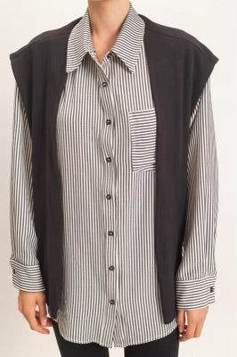 Striped Button Up Sweater Detail