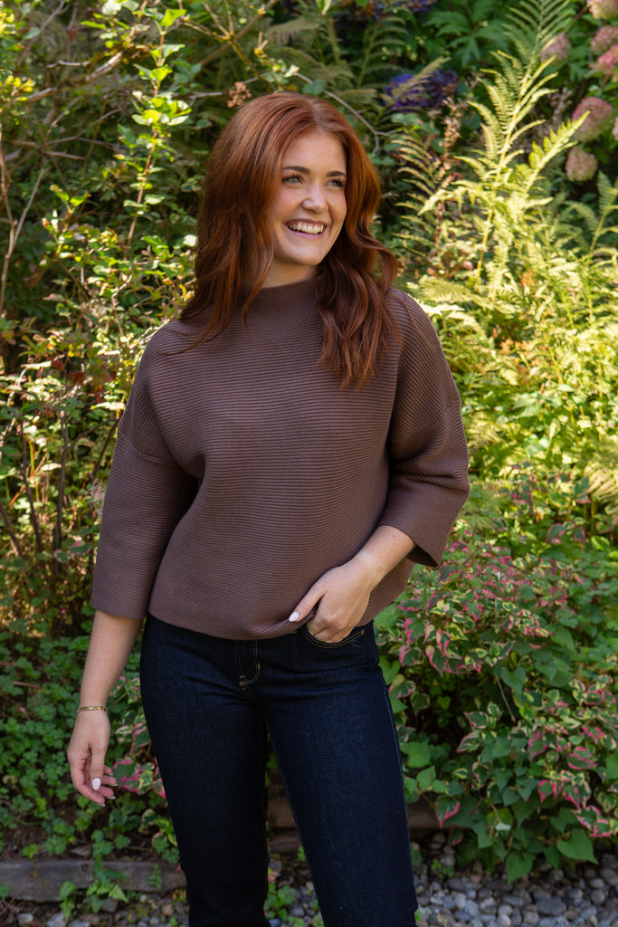 3/4 Ribbed Sweater - Mousse