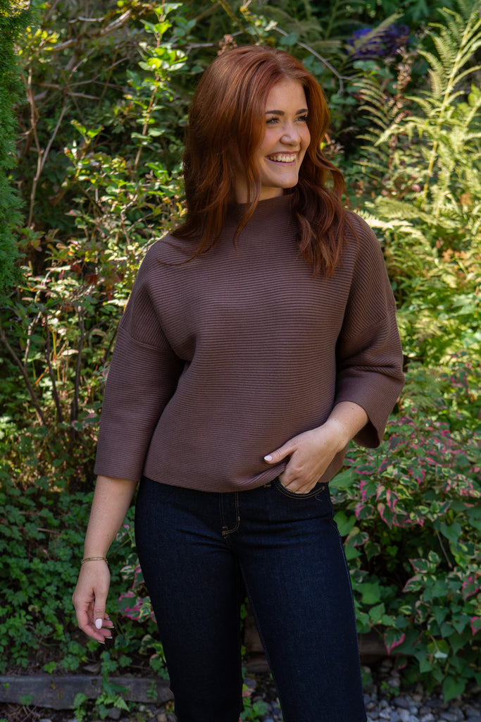 3/4 Ribbed Sweater - Mousse