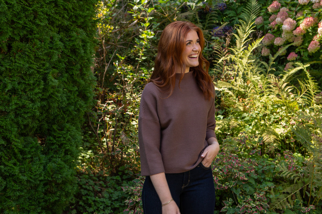 3/4 Ribbed Sweater - Mousse