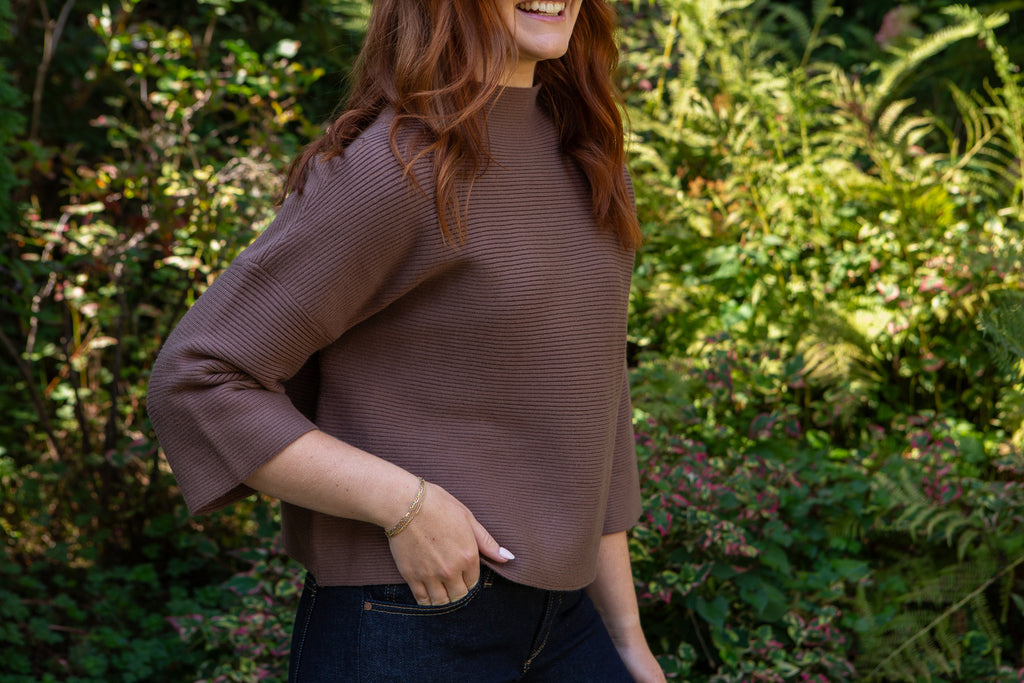 3/4 Ribbed Sweater - Mousse