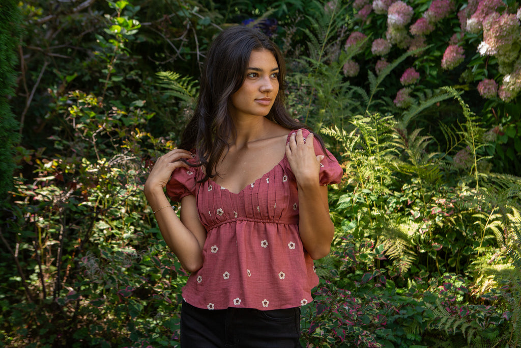 Puff Sleeve Daisy Shirt - Sienna