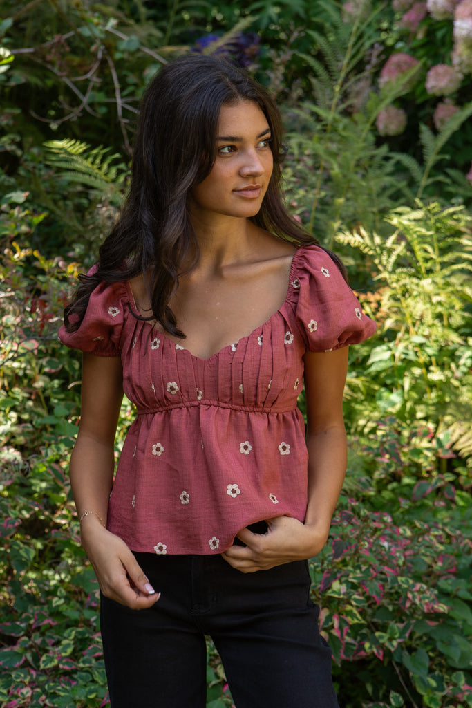Puff Sleeve Daisy Shirt - Sienna