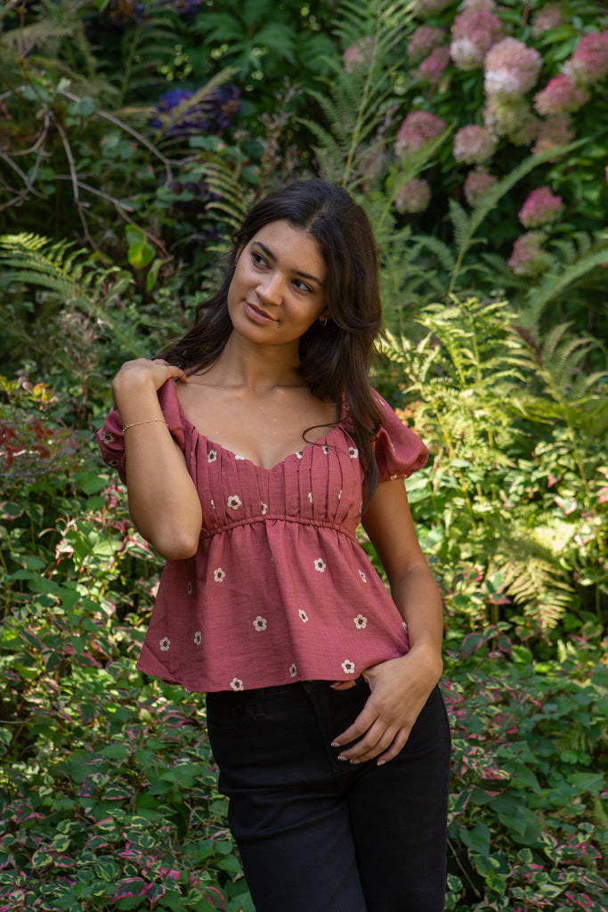 Puff Sleeve Daisy Shirt - Sienna