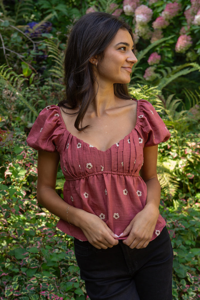 Puff Sleeve Daisy Shirt - Sienna