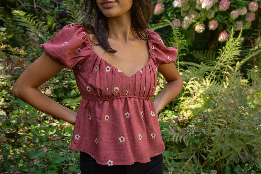 Puff Sleeve Daisy Shirt - Sienna