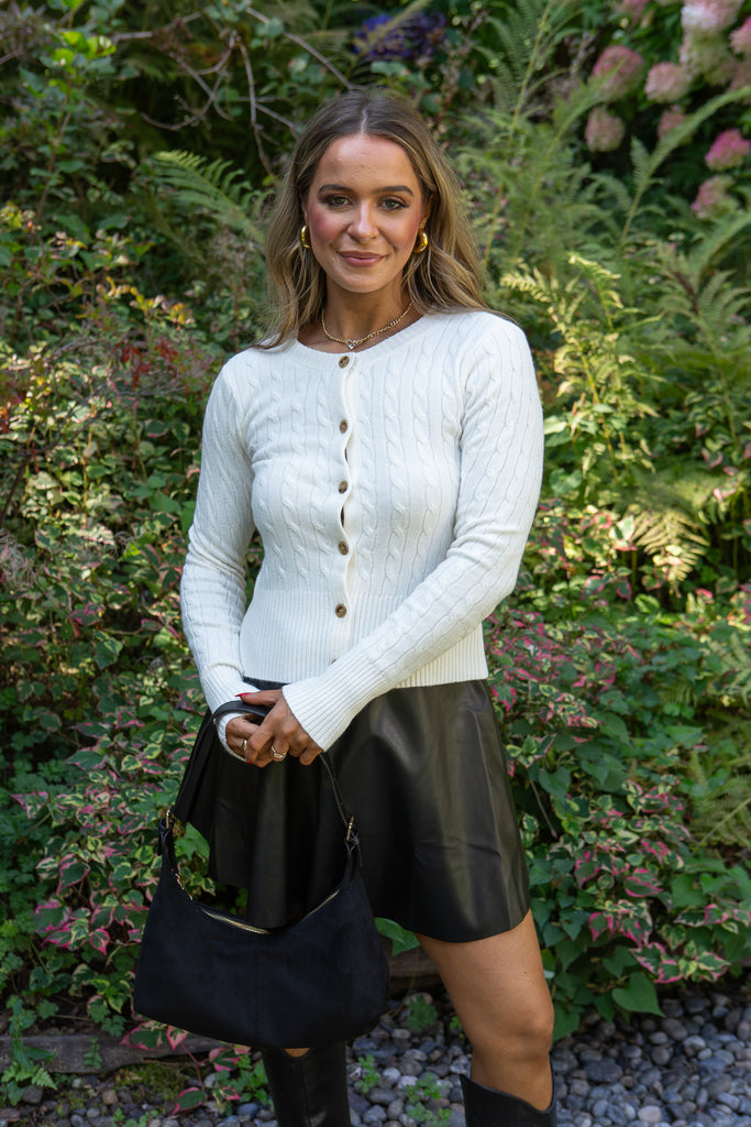 Pleated Faux Leather Mini - Black