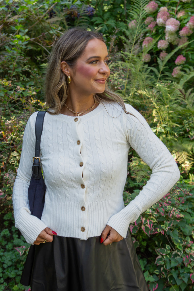 Cable Knit Cardigan - Cream