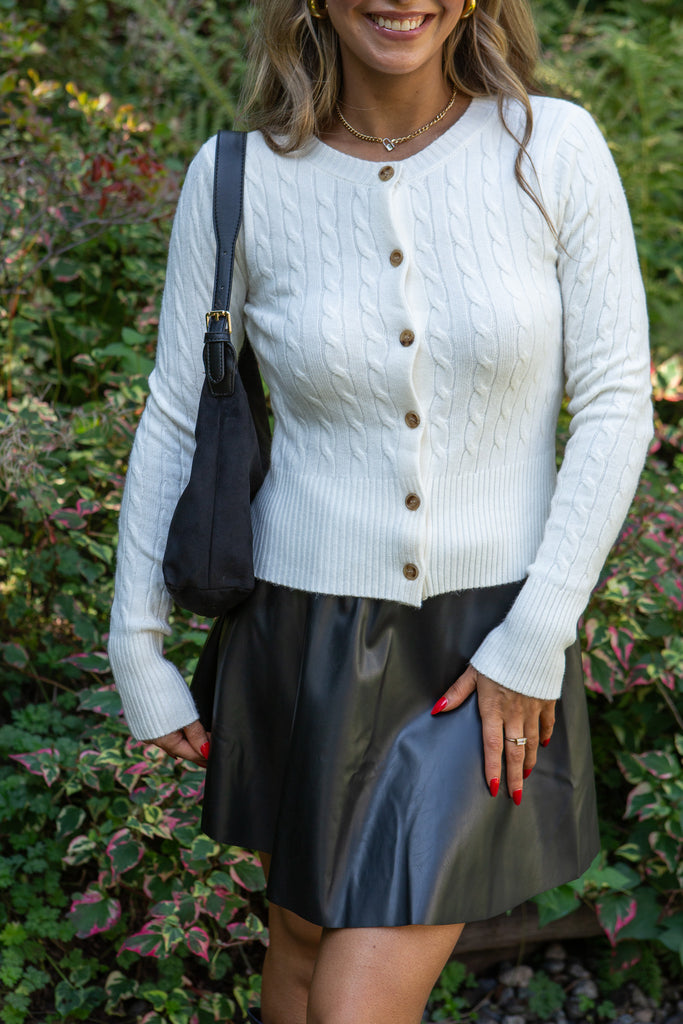 Cable Knit Cardigan - Cream
