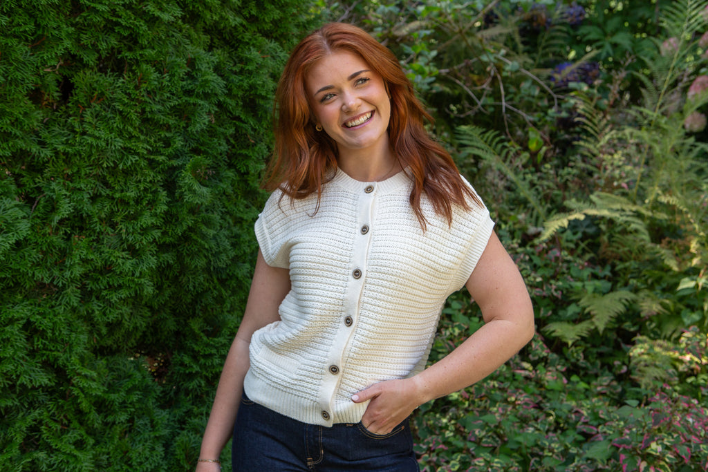 Cap Sleeve Knit Vest - Cream