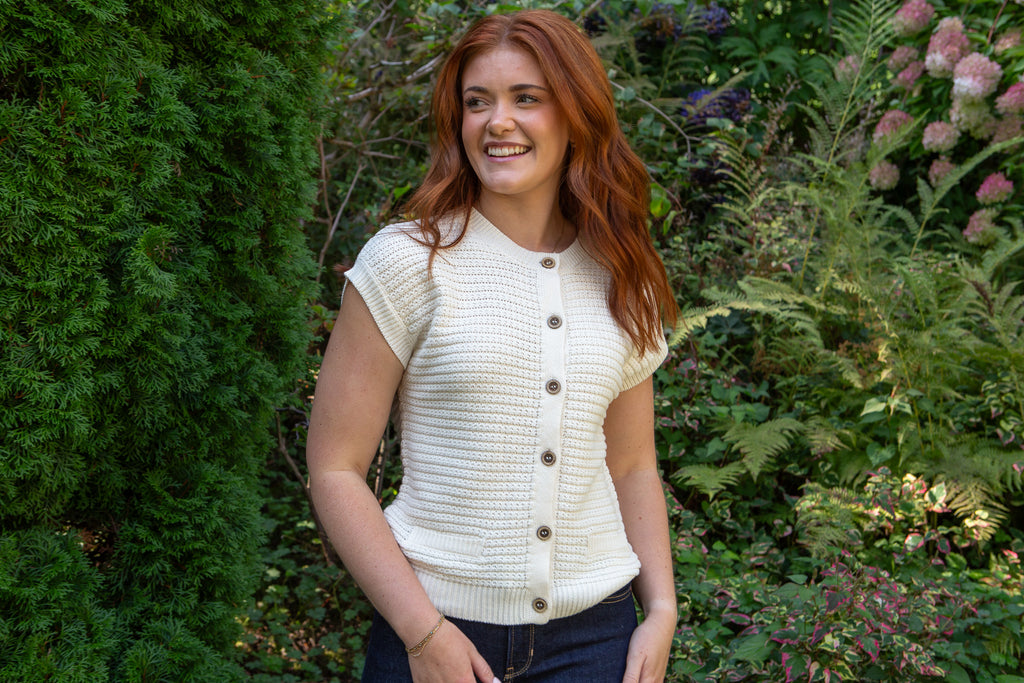 Cap Sleeve Knit Vest - Cream
