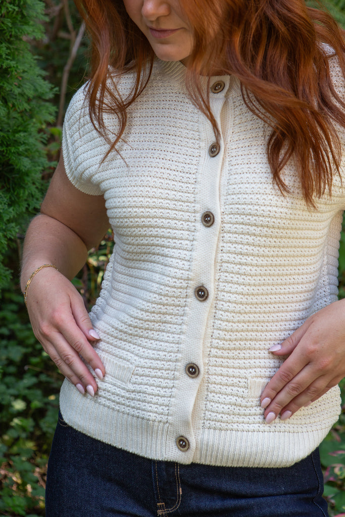Cap Sleeve Knit Vest - Cream