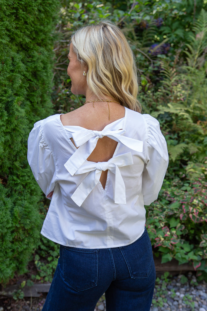 Poplin Blouse With Back Bows