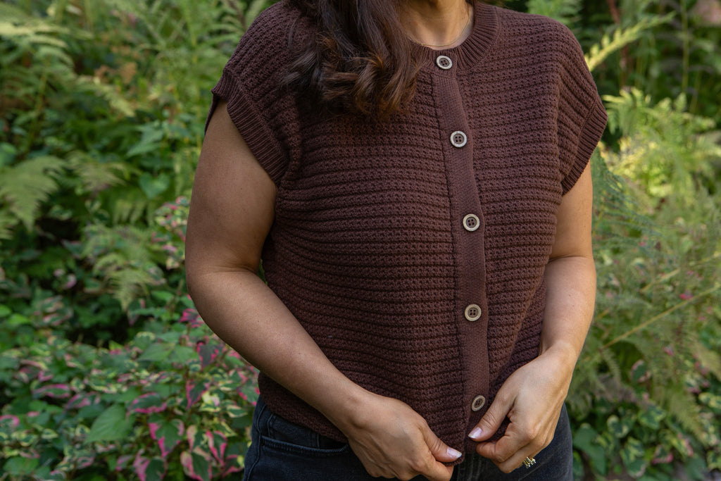 Cap Sleeve Knit Vest - Chocolate
