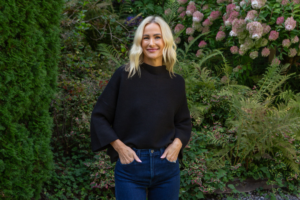 3/4 Ribbed Sweater - Black