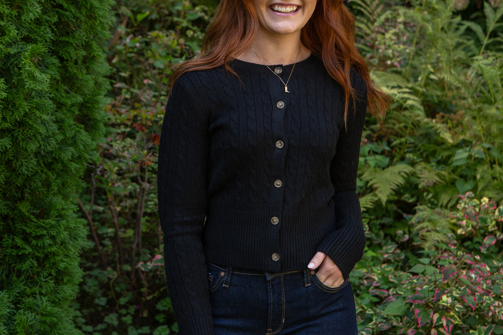 Cable Knit Cardigan - Black