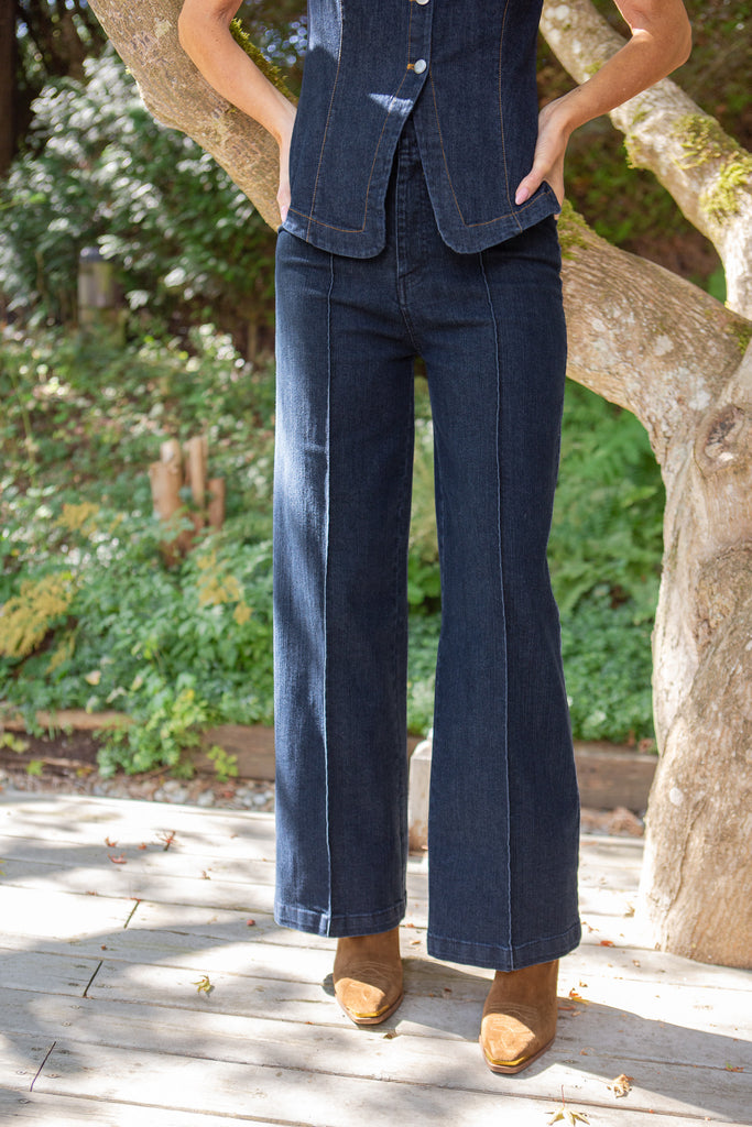 Denim Vest & Wide Leg Pant Set