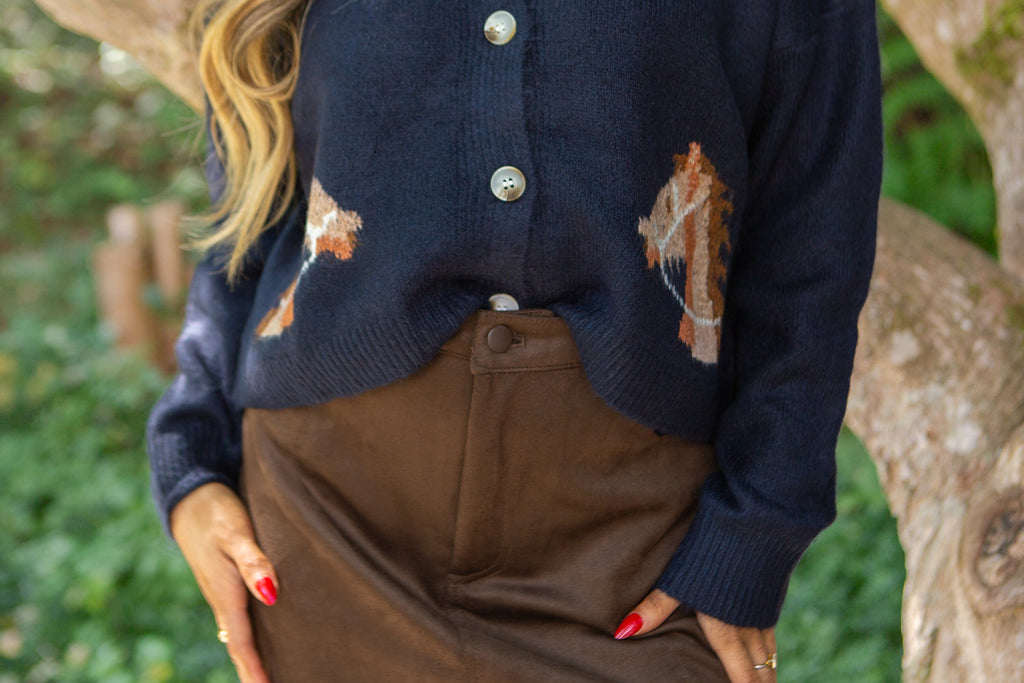 Saddle Up Cardigan - Navy