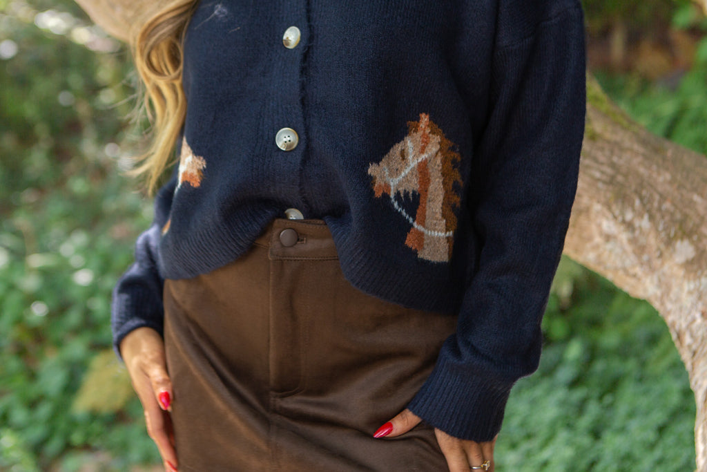 Saddle Up Cardigan - Navy