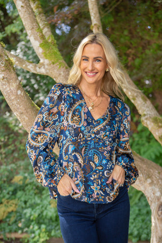 Button Up Blouse With Pocket - Cream