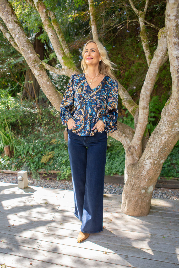 Paisley Print Vneck - Multi-Coloured