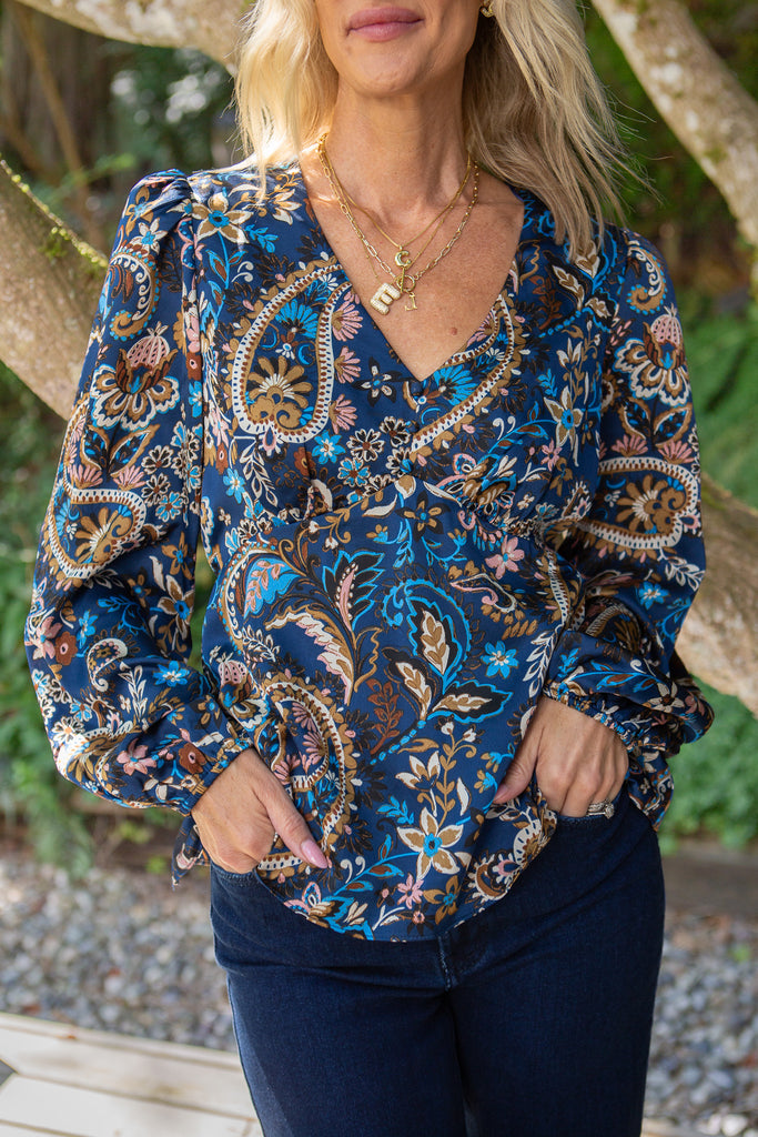 Paisley Print Vneck - Multi-Coloured