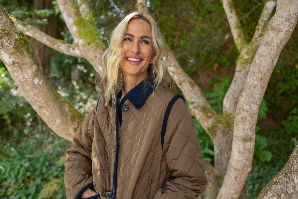 Quilted Long Coat - Cognac