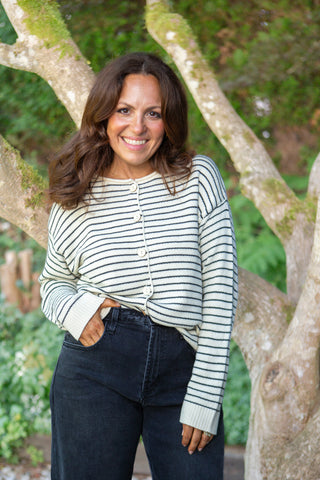 Button Up Knit Vest - Navy