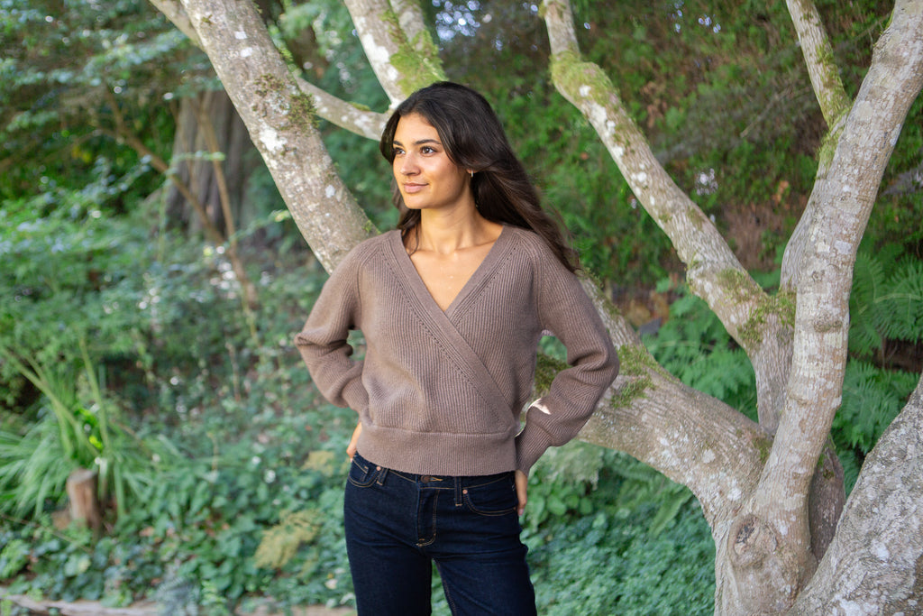 Faux Wrap Sweater - Mousse