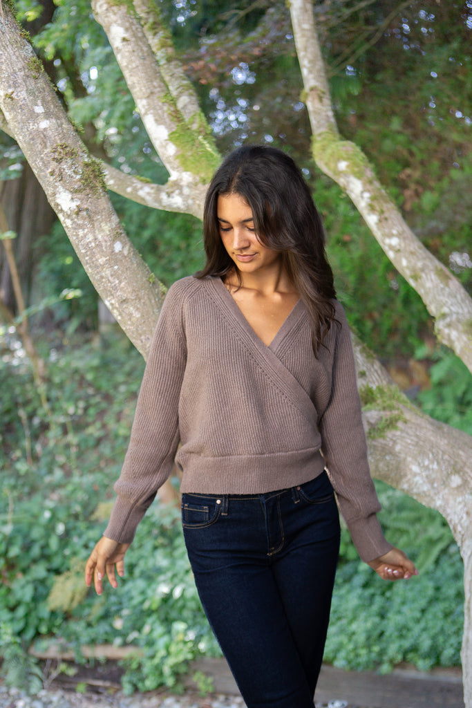 Faux Wrap Sweater - Mousse