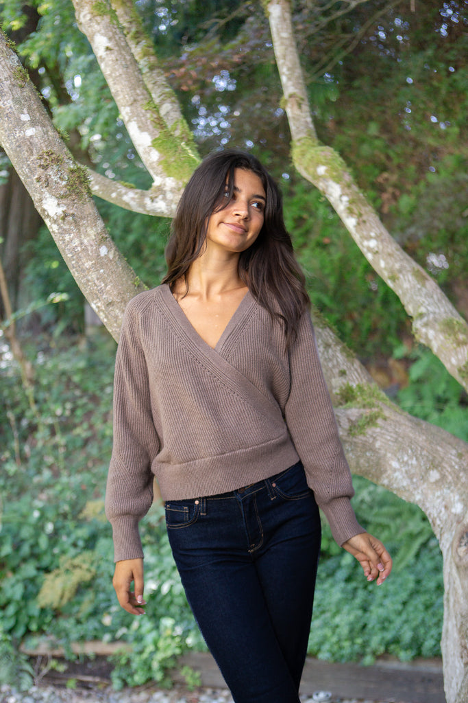 Faux Wrap Sweater - Mousse