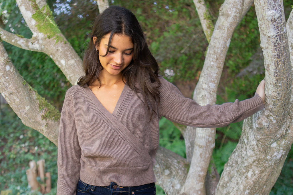 Faux Wrap Sweater - Mousse