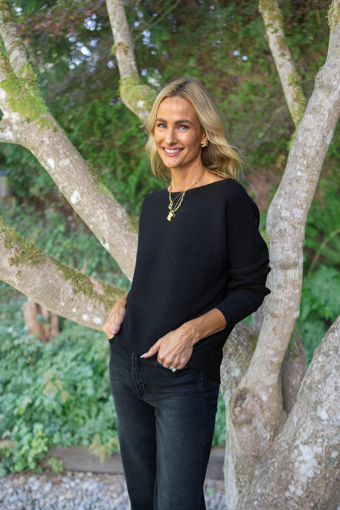 Ribbed Knit Sweater - Black