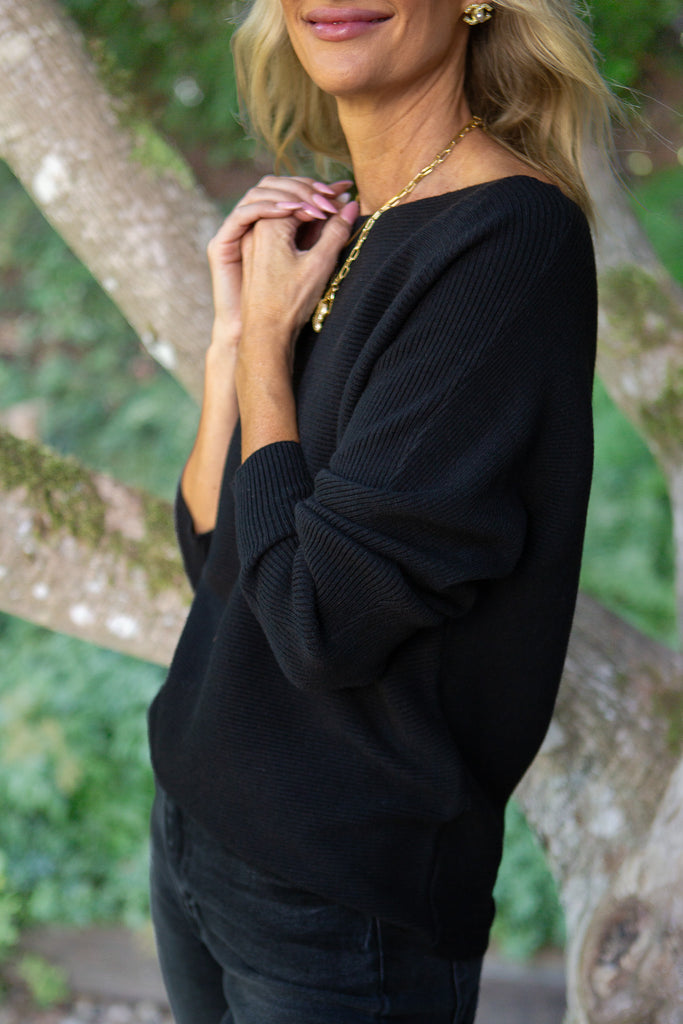 Ribbed Knit Sweater - Black