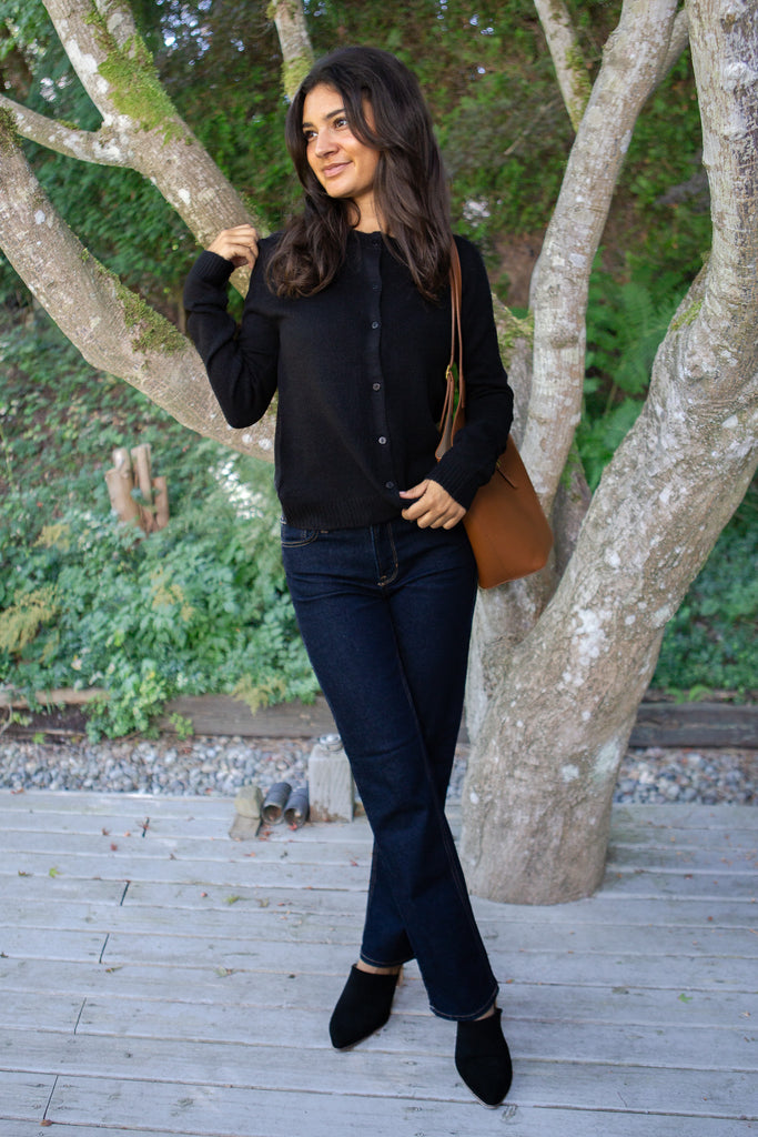 Classic Black Button Up Cardigan