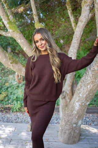 Waffle Textured Sweater & Pant Set - Charcoal
