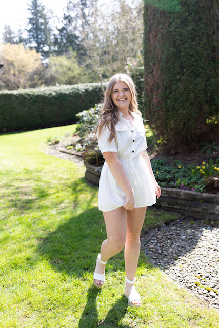 Romper Button Up - White