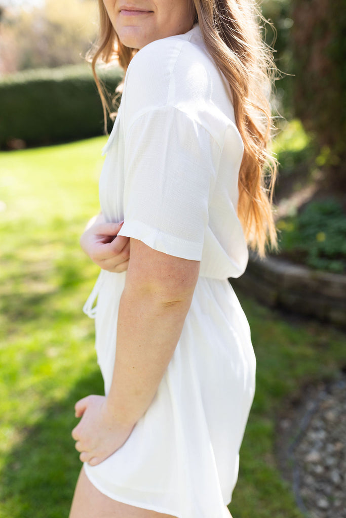 Romper Button Up - White