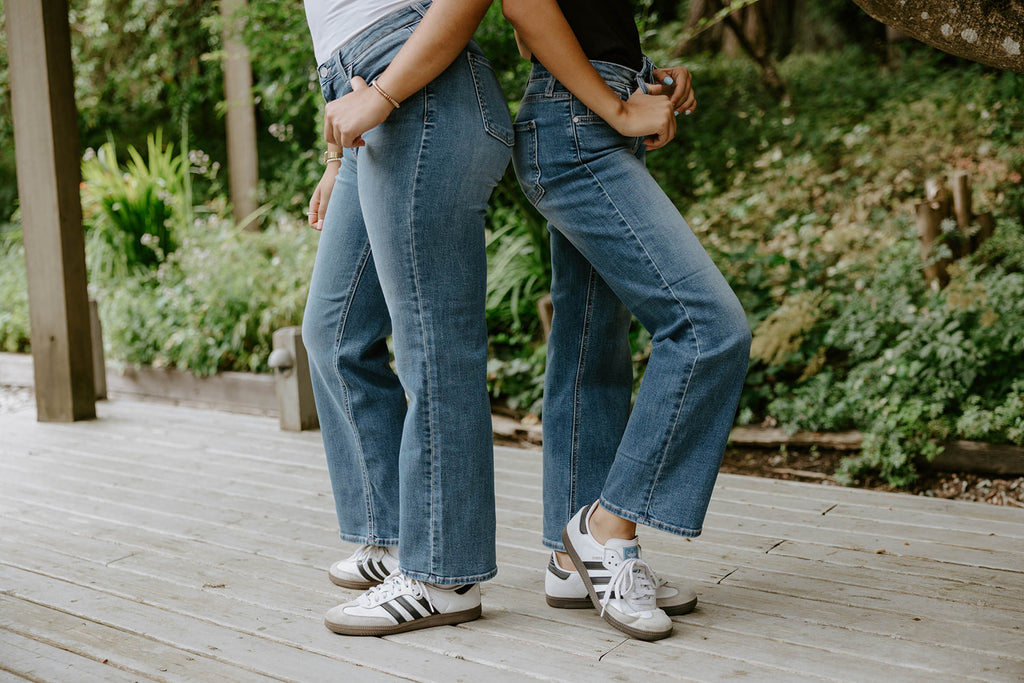 Mid Rise Slim Wide Leg Denim