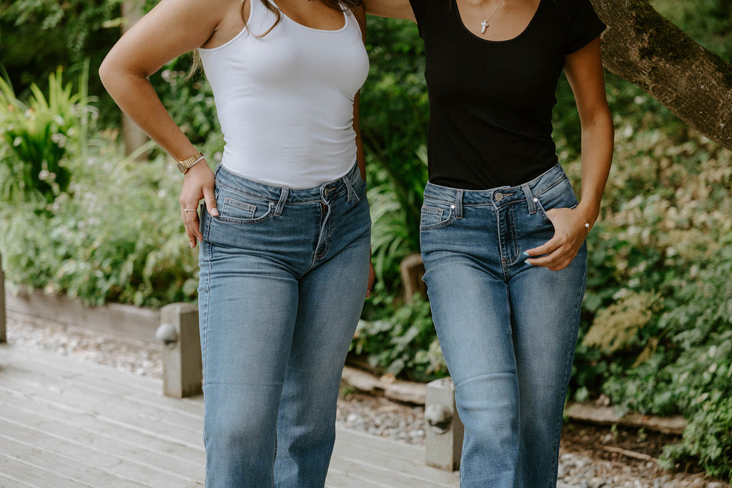 Mid Rise Slim Wide Leg Denim