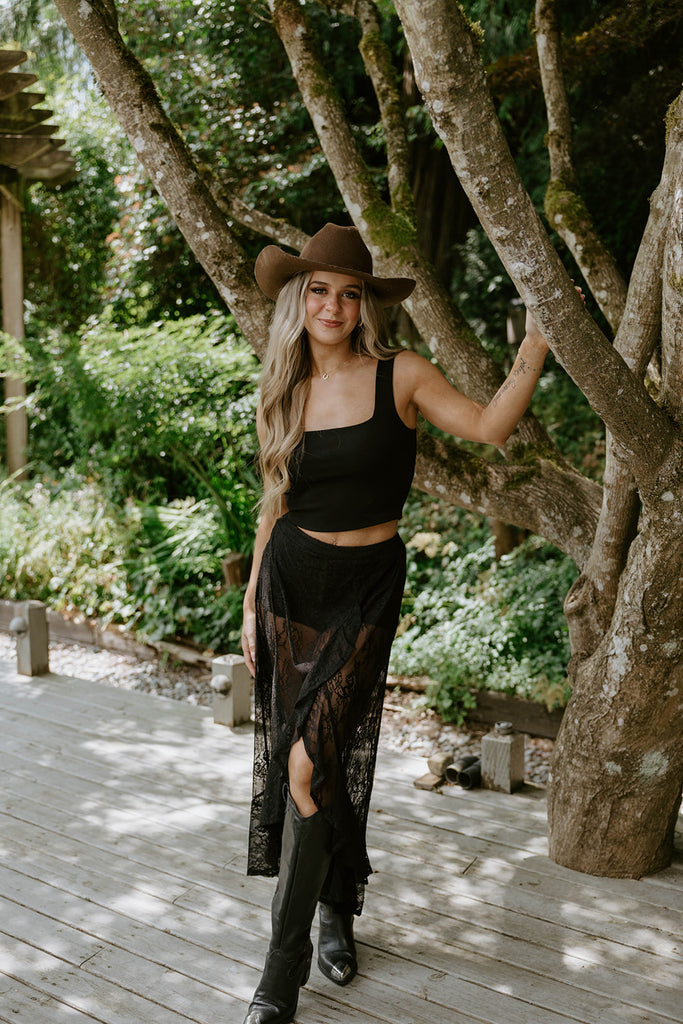 Lace Midi Skirt With Built In Shorts