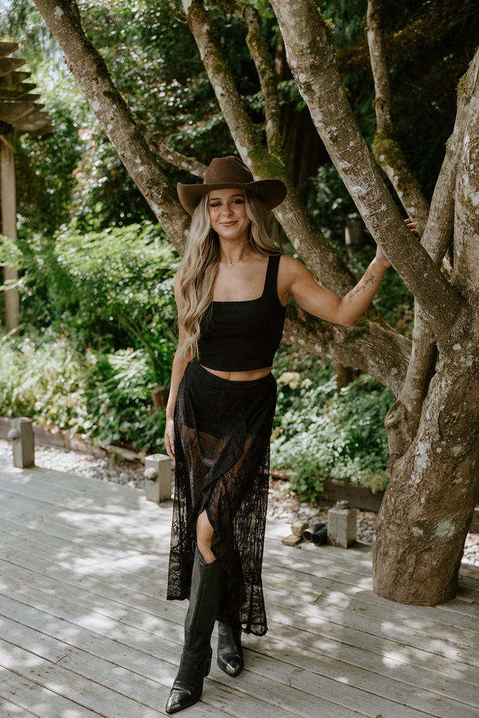 Lace Midi Skirt With Built In Shorts