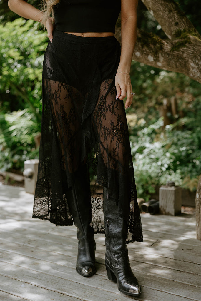 Lace Midi Skirt With Built In Shorts