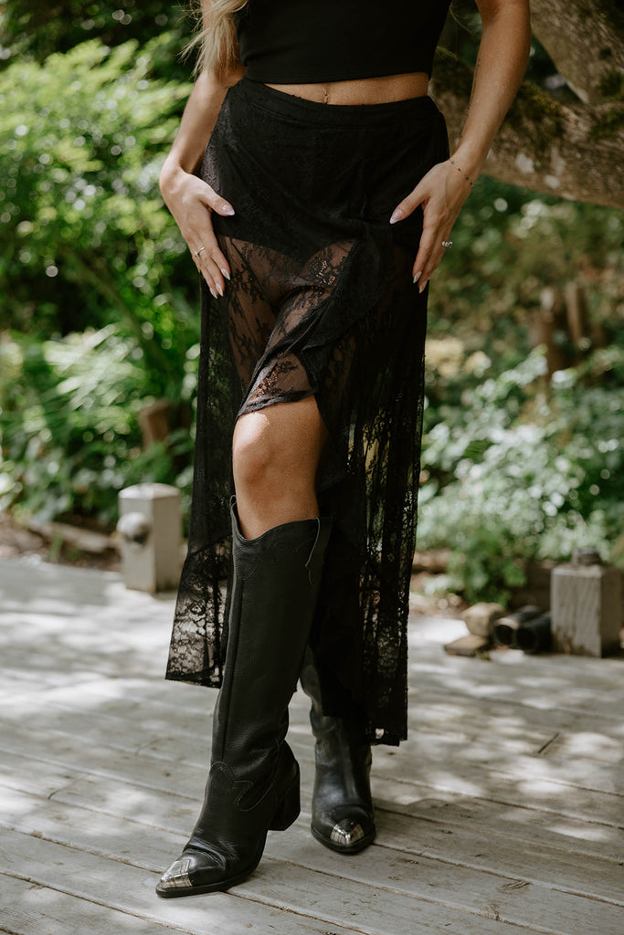 Lace Midi Skirt With Built In Shorts