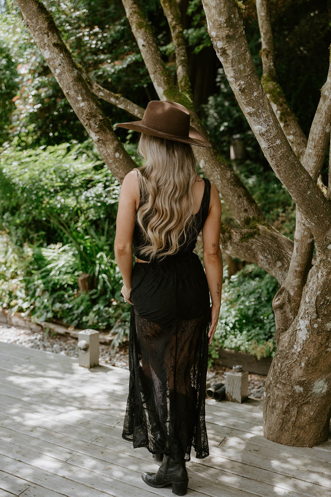 Lace Midi Skirt With Built In Shorts