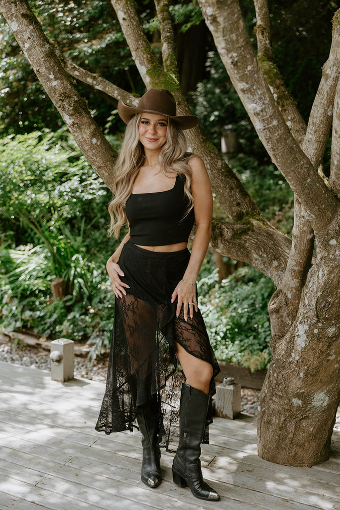 Lace Midi Skirt With Built In Shorts