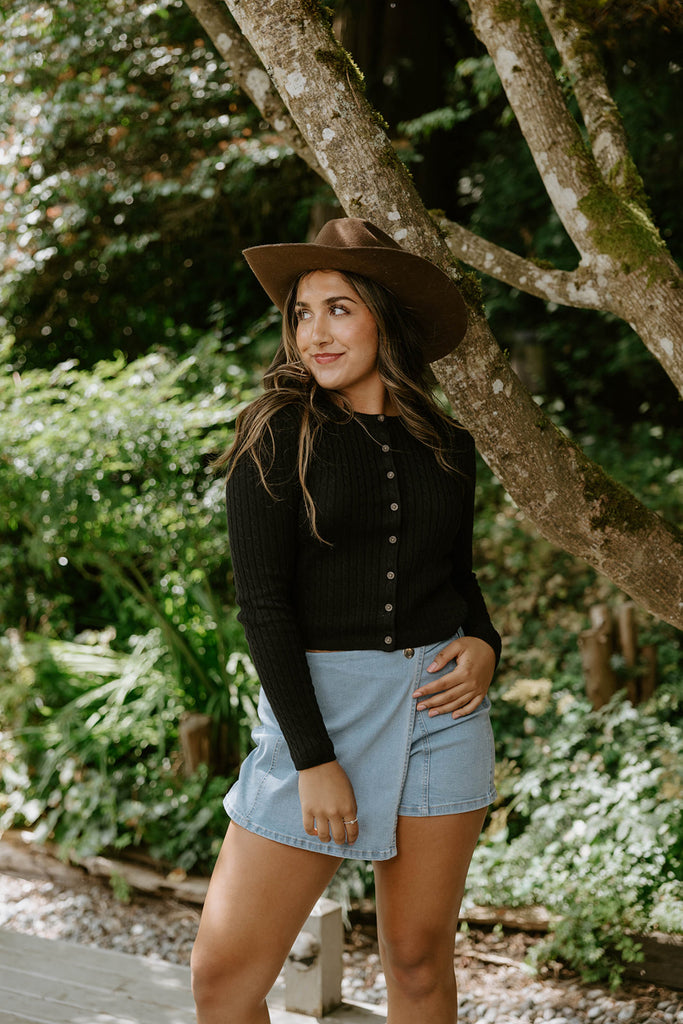 Cable Knit Lightweight Cardigan - Black