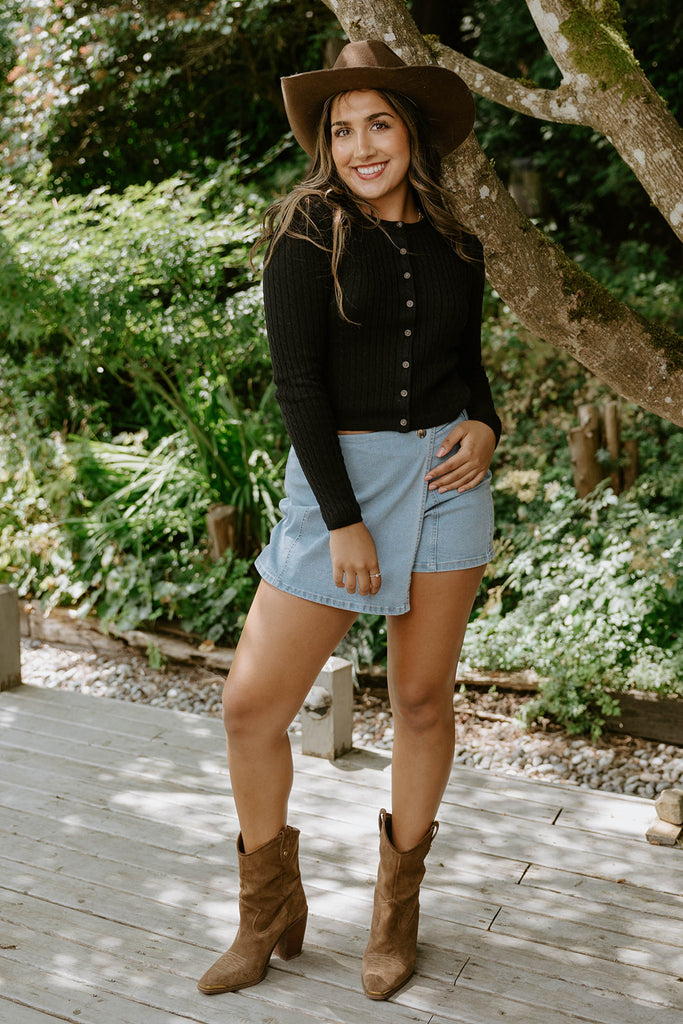 Cable Knit Lightweight Cardigan - Black