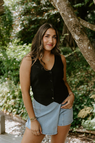 Button Up Blouse With Pocket - Cream